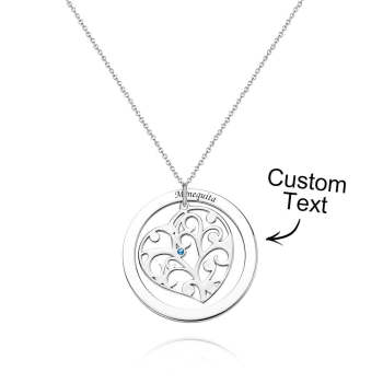 Collier Arbre Cœur Gravable Avec Pierre De Naissance, Pendentif Tendance, Cadeaux De Famille - votrecollierprenomfr