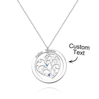 Collier Arbre Cœur Gravable Avec Pierre De Naissance, Pendentif Tendance, Cadeaux De Famille - votrecollierprenomfr