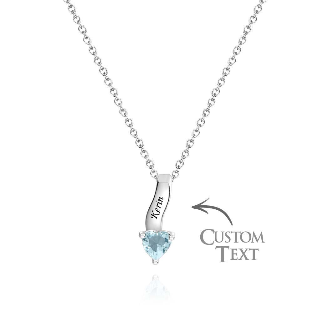 Collier Personnalisé Avec Pierre De Naissance En Forme De Cœur, Collier Noble Gravé Personnalisé Pour Femmes - votrecollierprenomfr