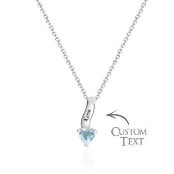 Collier Personnalisé Avec Pierre De Naissance En Forme De Cœur, Collier Noble Gravé Personnalisé Pour Femmes - votrecollierprenomfr