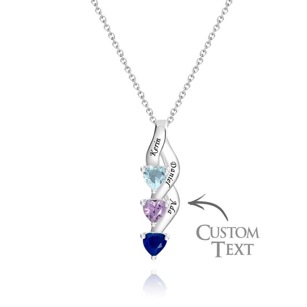 Collier Personnalisé Avec Pierre De Naissance En Forme De Cœur, Collier Noble Gravé Personnalisé Pour Femmes - votrecollierprenomfr