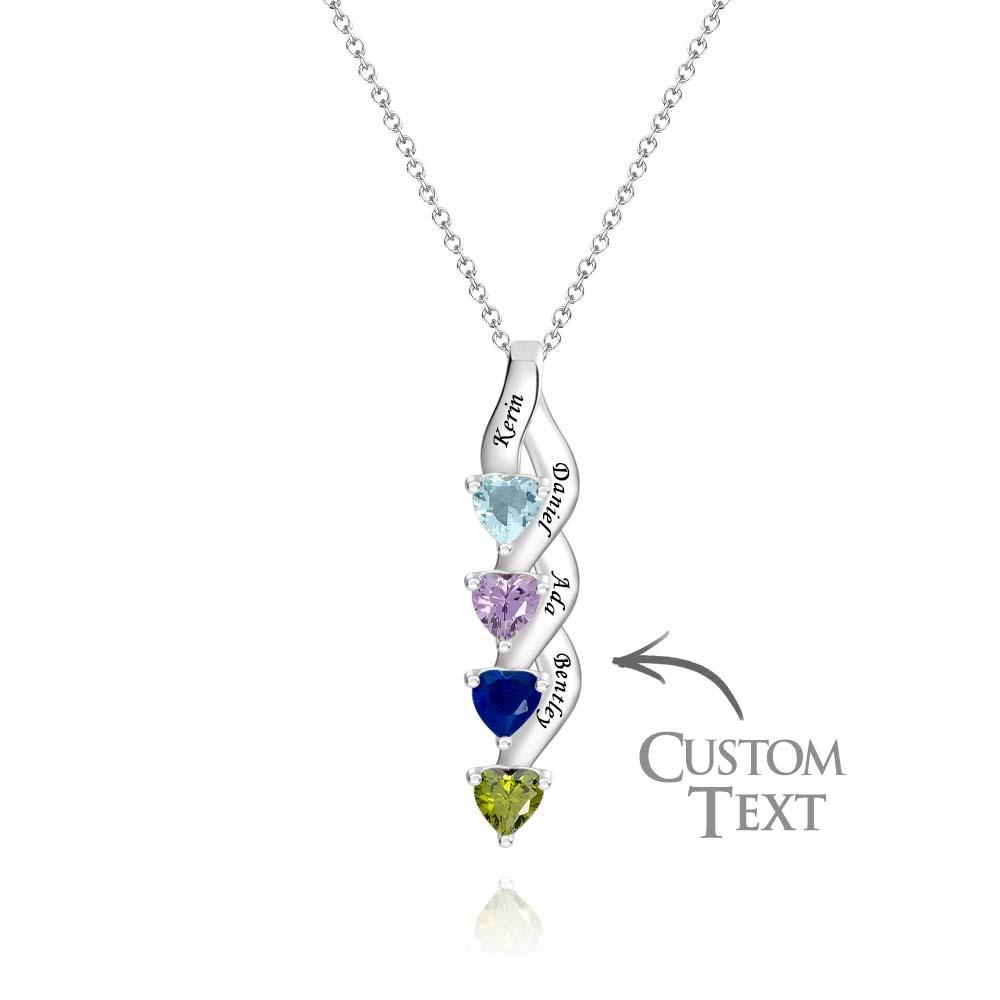 Collier Personnalisé Avec Pierre De Naissance En Forme De Cœur, Collier Noble Gravé Personnalisé Pour Femmes - votrecollierprenomfr