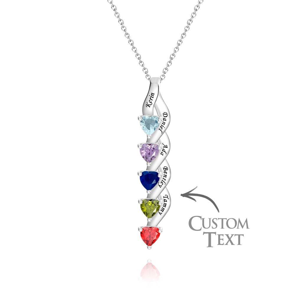 Collier Personnalisé Avec Pierre De Naissance En Forme De Cœur, Collier Noble Gravé Personnalisé Pour Femmes - votrecollierprenomfr