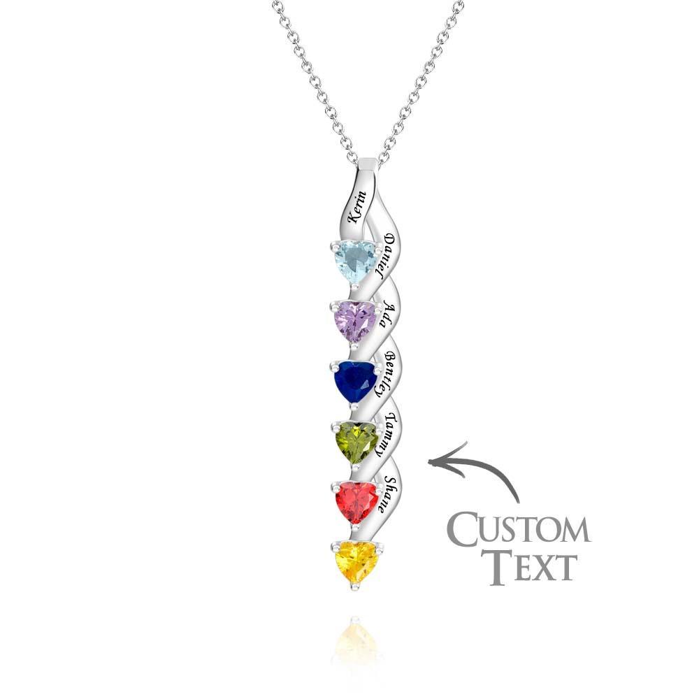 Collier Personnalisé Avec Pierre De Naissance En Forme De Cœur, Collier Noble Gravé Personnalisé Pour Femmes - votrecollierprenomfr