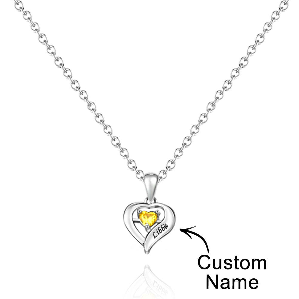 Collier Personnalisé Avec Pierre De Naissance En Forme De Cœur, Quantité Facultative, Bijoux À La Mode, Cadeaux Pour Elle - votrecollierprenomfr