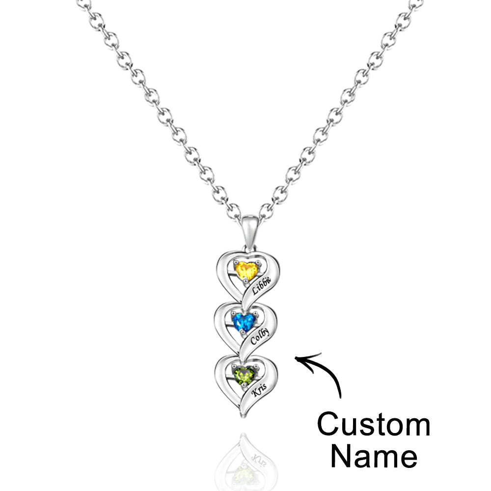 Collier Personnalisé Avec Pierre De Naissance En Forme De Cœur, Quantité Facultative, Bijoux À La Mode, Cadeaux Pour Elle - votrecollierprenomfr