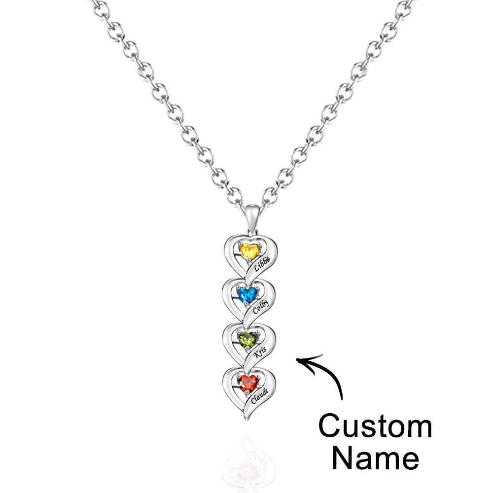 Collier Personnalisé Avec Pierre De Naissance En Forme De Cœur, Quantité Facultative, Bijoux À La Mode, Cadeaux Pour Elle - votrecollierprenomfr