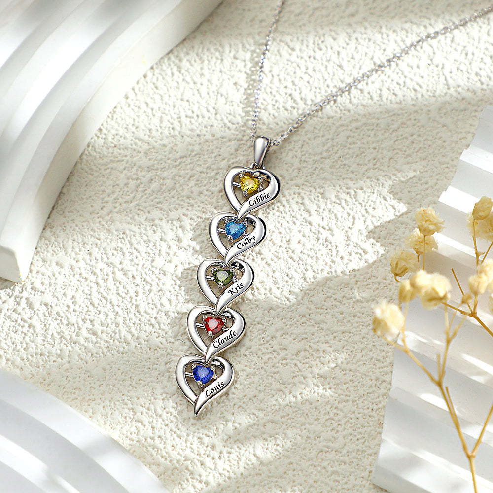Collier Personnalisé Avec Pierre De Naissance En Forme De Cœur, Quantité Facultative, Bijoux À La Mode, Cadeaux Pour Elle - votrecollierprenomfr