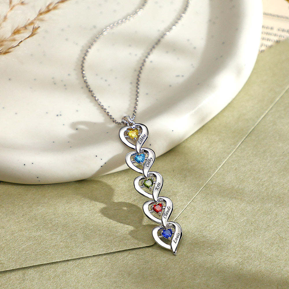Collier Personnalisé Avec Pierre De Naissance En Forme De Cœur, Quantité Facultative, Bijoux À La Mode, Cadeaux Pour Elle - votrecollierprenomfr