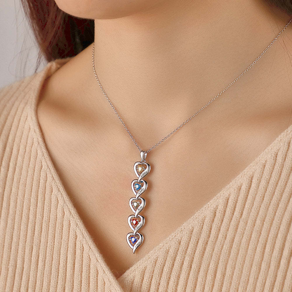 Collier Personnalisé Avec Pierre De Naissance En Forme De Cœur, Quantité Facultative, Bijoux À La Mode, Cadeaux Pour Elle - votrecollierprenomfr
