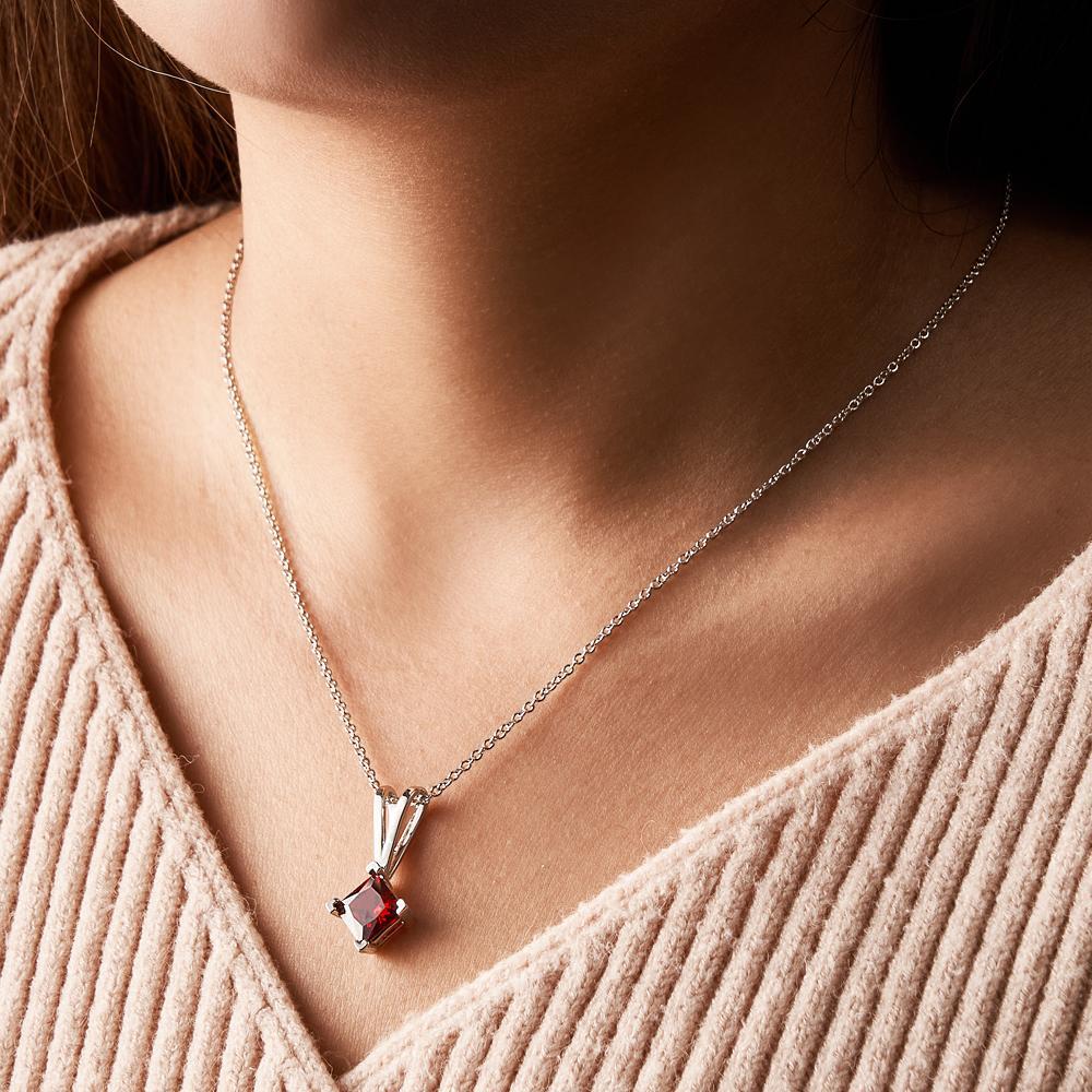 Bijoux Pendentif Colorés Personnalisés Avec Pierre De Naissance Rhomboïde Pour Elle - votrecollierprenomfr
