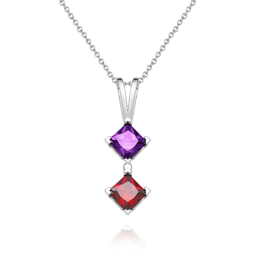 Bijoux Pendentif Colorés Personnalisés Avec Pierre De Naissance Rhomboïde Pour Elle - votrecollierprenomfr