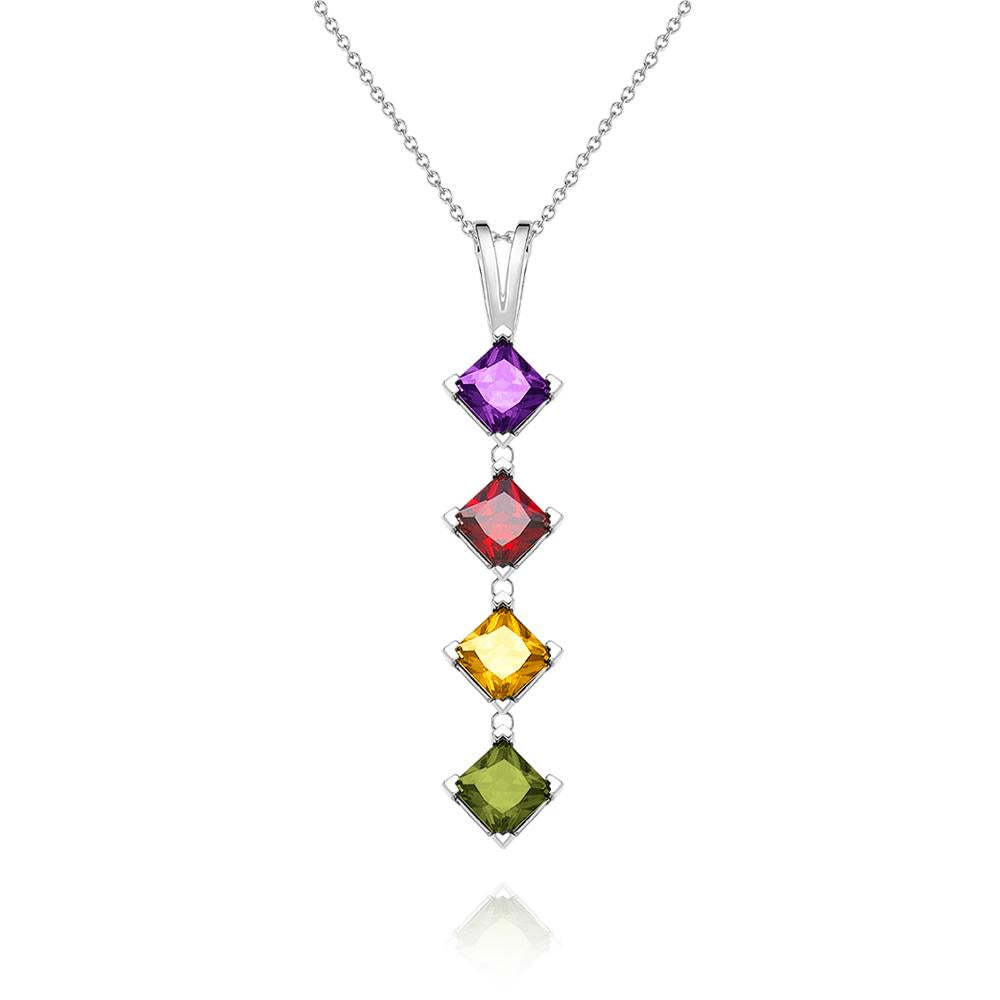 Bijoux Pendentif Colorés Personnalisés Avec Pierre De Naissance Rhomboïde Pour Elle - votrecollierprenomfr