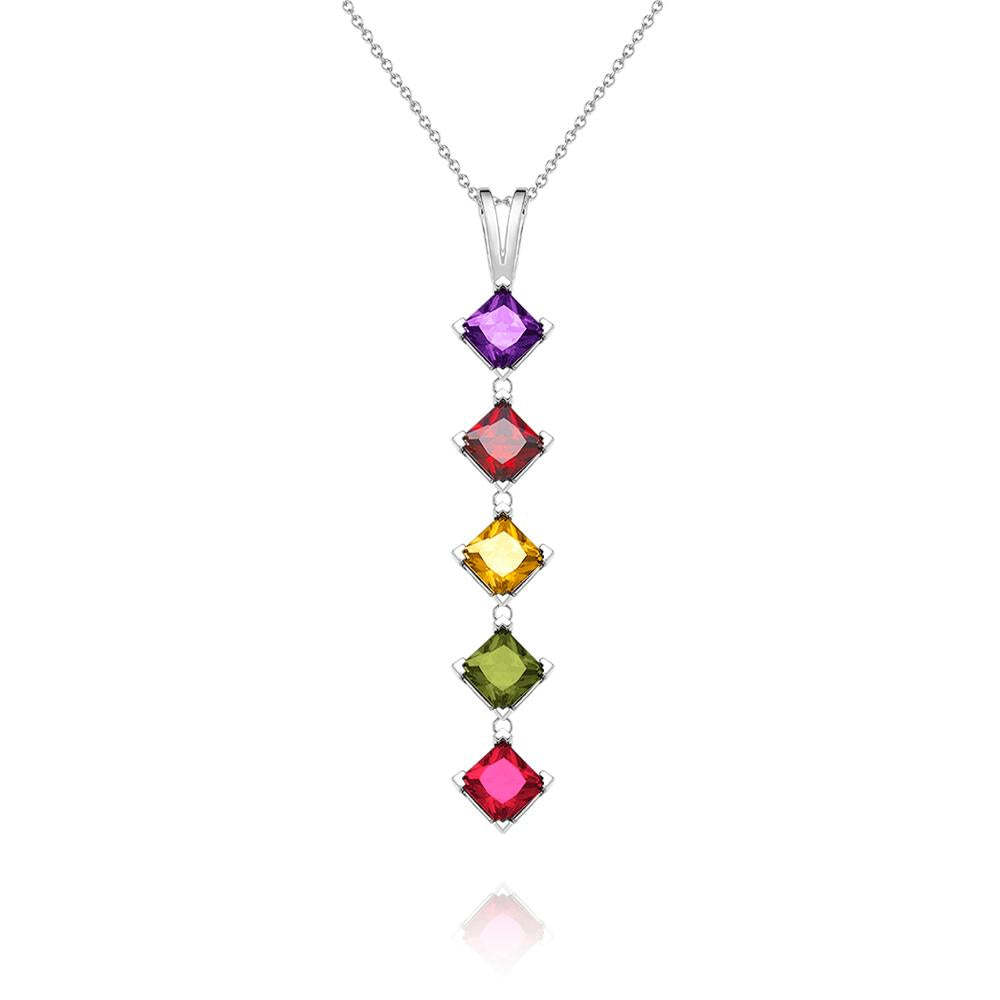 Bijoux Pendentif Colorés Personnalisés Avec Pierre De Naissance Rhomboïde Pour Elle - votrecollierprenomfr