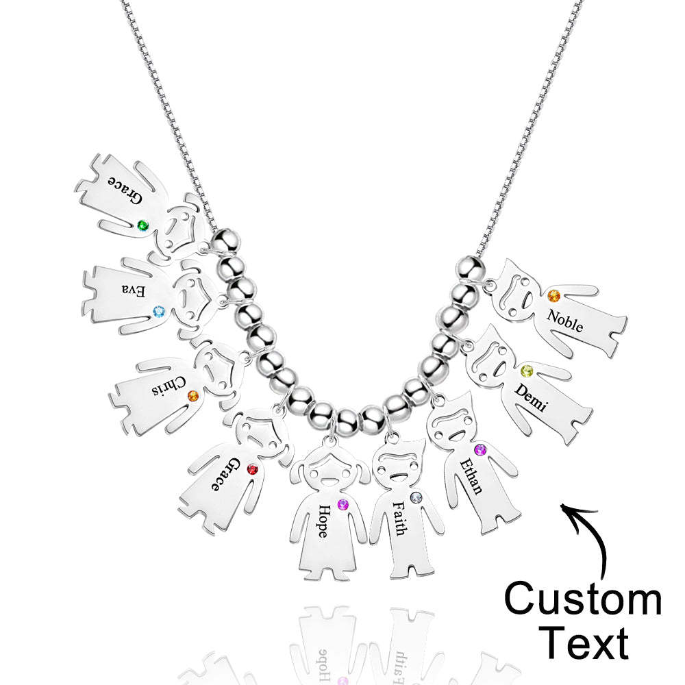 Collier Mère Avec Pierres De Naissance À Graver Breloques Enfant - votrecollierprenomfr