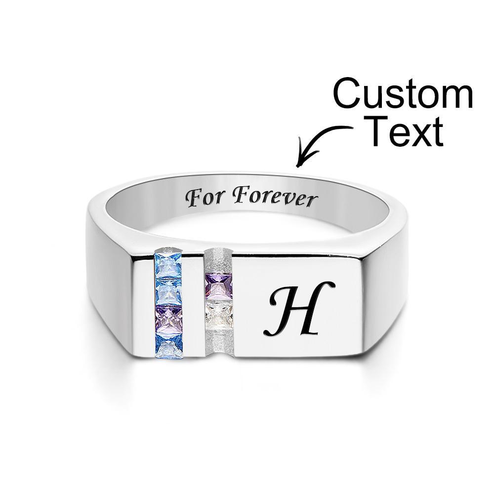Bague De Pierre De Naissance Avec Texte Personnalisé, Cadeau De Famille Personnalisé Pour Elle - votrecollierprenomfr