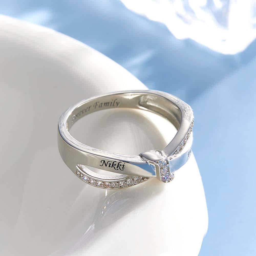 Nom Personnalisé Et Texte Bague De Naissance Bague De Famille Personnalisée Cadeau Pour Elle - votrecollierprenomfr