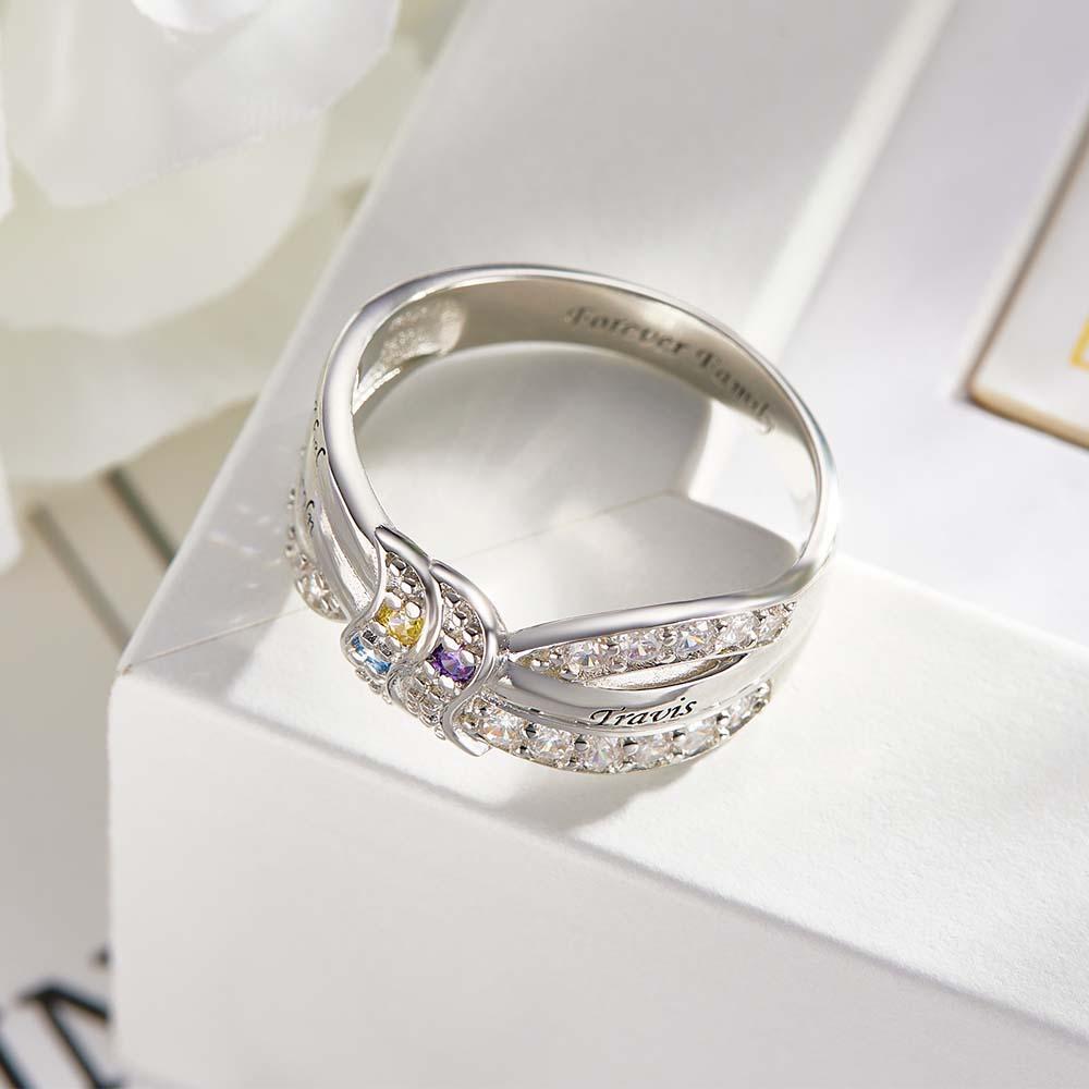 Nom Personnalisé Et Texte Bague De Naissance Bague De Famille Personnalisée Cadeau Pour Elle - votrecollierprenomfr