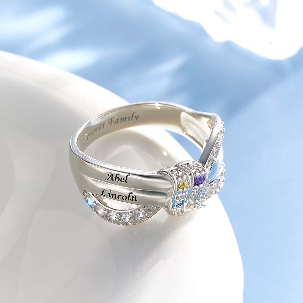 Nom Personnalisé Et Texte Bague De Naissance Bague De Famille Personnalisée Cadeau Pour Elle - votrecollierprenomfr