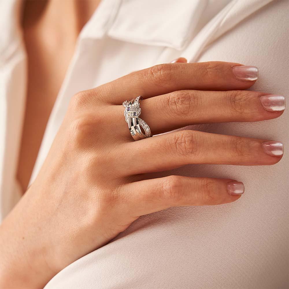 Nom Personnalisé Et Texte Bague De Naissance Bague De Famille Personnalisée Cadeau Pour Elle - votrecollierprenomfr