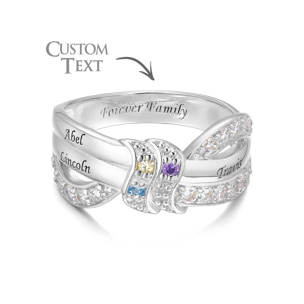 Nom Personnalisé Et Texte Bague De Naissance Bague De Famille Personnalisée Cadeau Pour Elle - votrecollierprenomfr