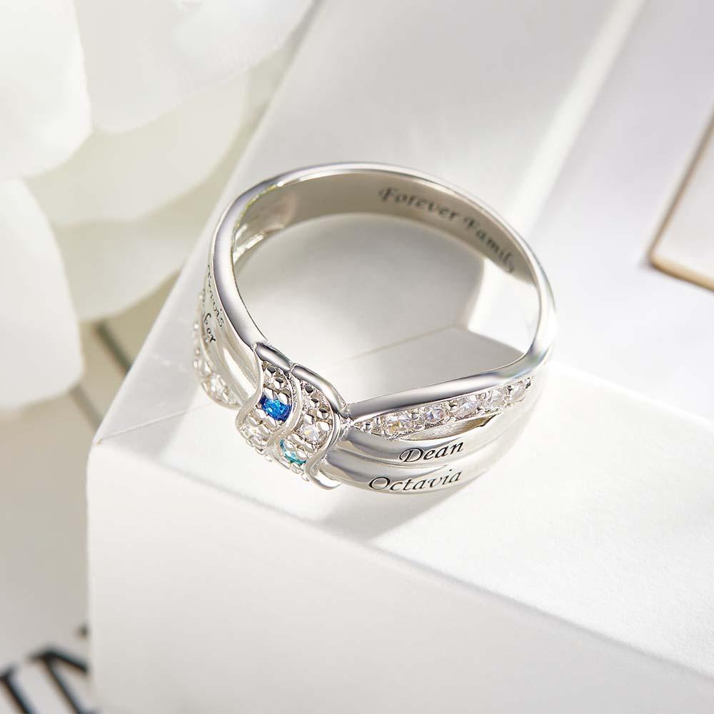 Nom Personnalisé Et Texte Bague De Naissance Bague De Famille Personnalisée Cadeau Pour Elle - votrecollierprenomfr