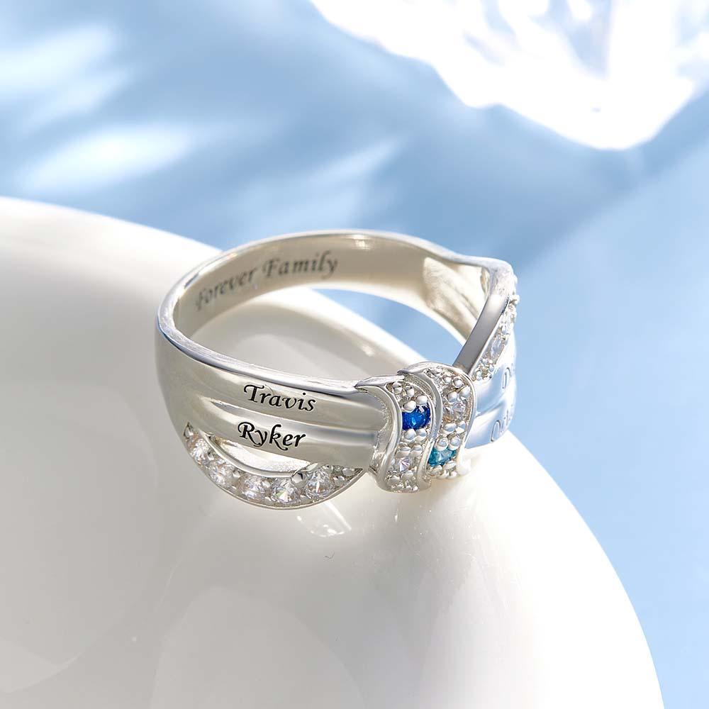 Nom Personnalisé Et Texte Bague De Naissance Bague De Famille Personnalisée Cadeau Pour Elle - votrecollierprenomfr