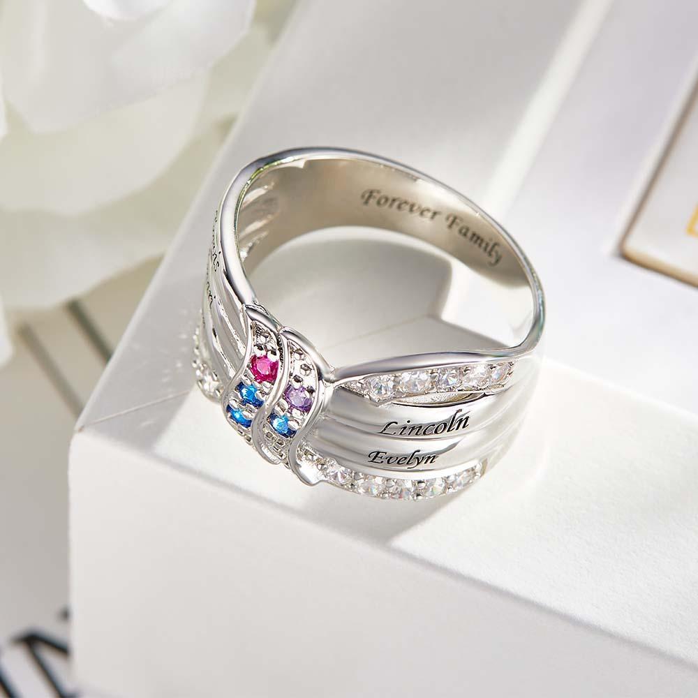 Nom Personnalisé Et Texte Bague De Naissance Bague De Famille Personnalisée Cadeau Pour Elle - votrecollierprenomfr