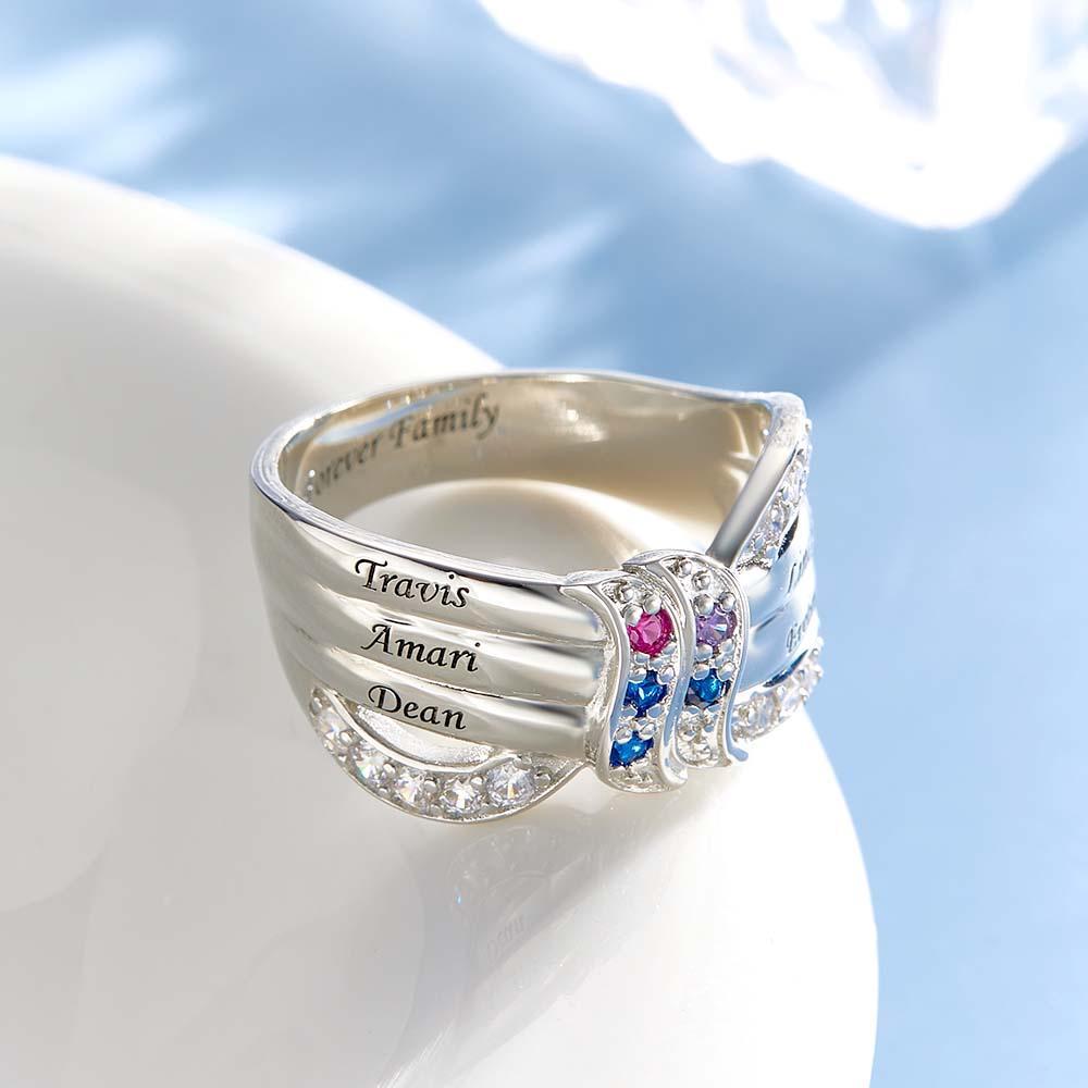 Nom Personnalisé Et Texte Bague De Naissance Bague De Famille Personnalisée Cadeau Pour Elle - votrecollierprenomfr