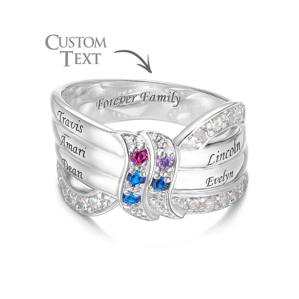 Nom Personnalisé Et Texte Bague De Naissance Bague De Famille Personnalisée Cadeau Pour Elle - votrecollierprenomfr
