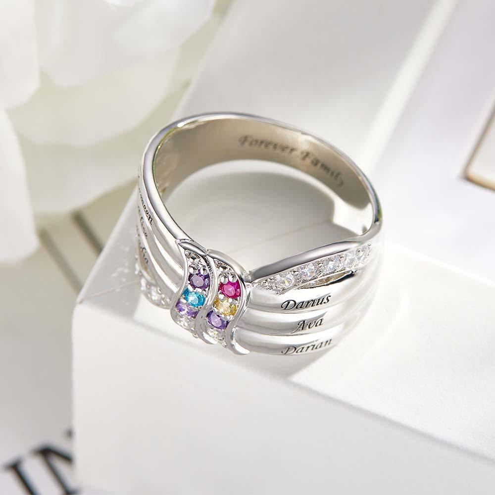 Nom Personnalisé Et Texte Bague De Naissance Bague De Famille Personnalisée Cadeau Pour Elle - votrecollierprenomfr