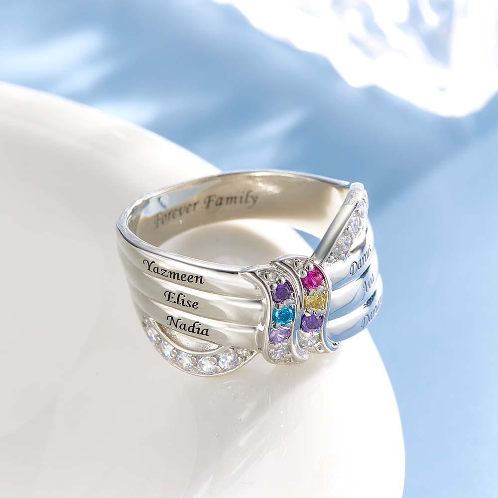 Nom Personnalisé Et Texte Bague De Naissance Bague De Famille Personnalisée Cadeau Pour Elle - votrecollierprenomfr