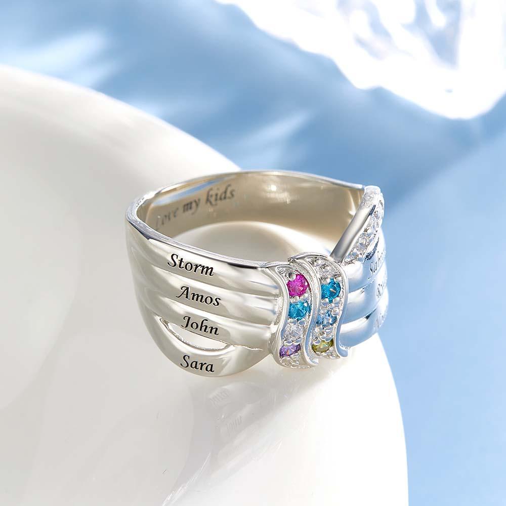 Nom Personnalisé Et Texte Bague De Naissance Bague De Famille Personnalisée Cadeau Pour Elle - votrecollierprenomfr