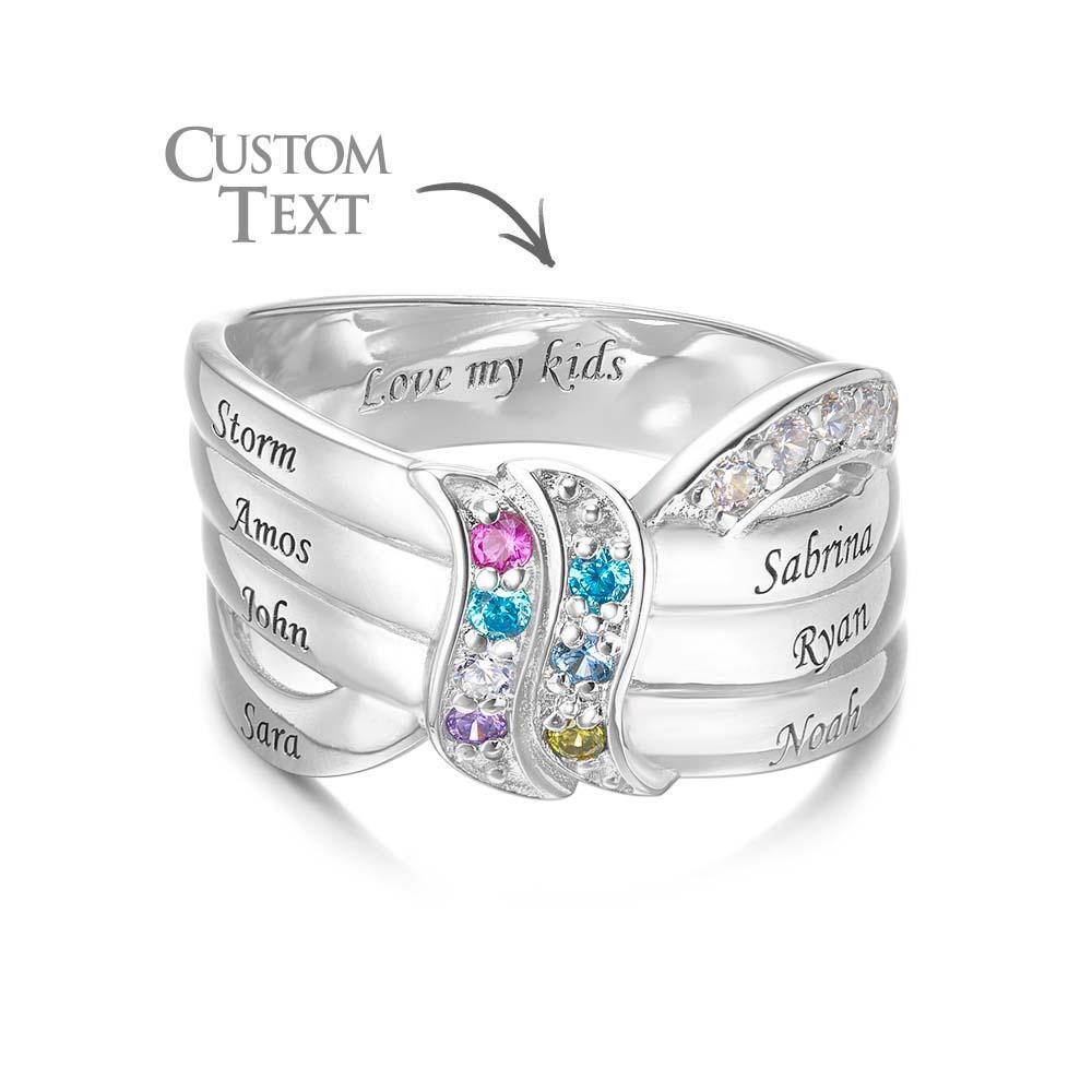 Nom Personnalisé Et Texte Bague De Naissance Bague De Famille Personnalisée Cadeau Pour Elle - votrecollierprenomfr