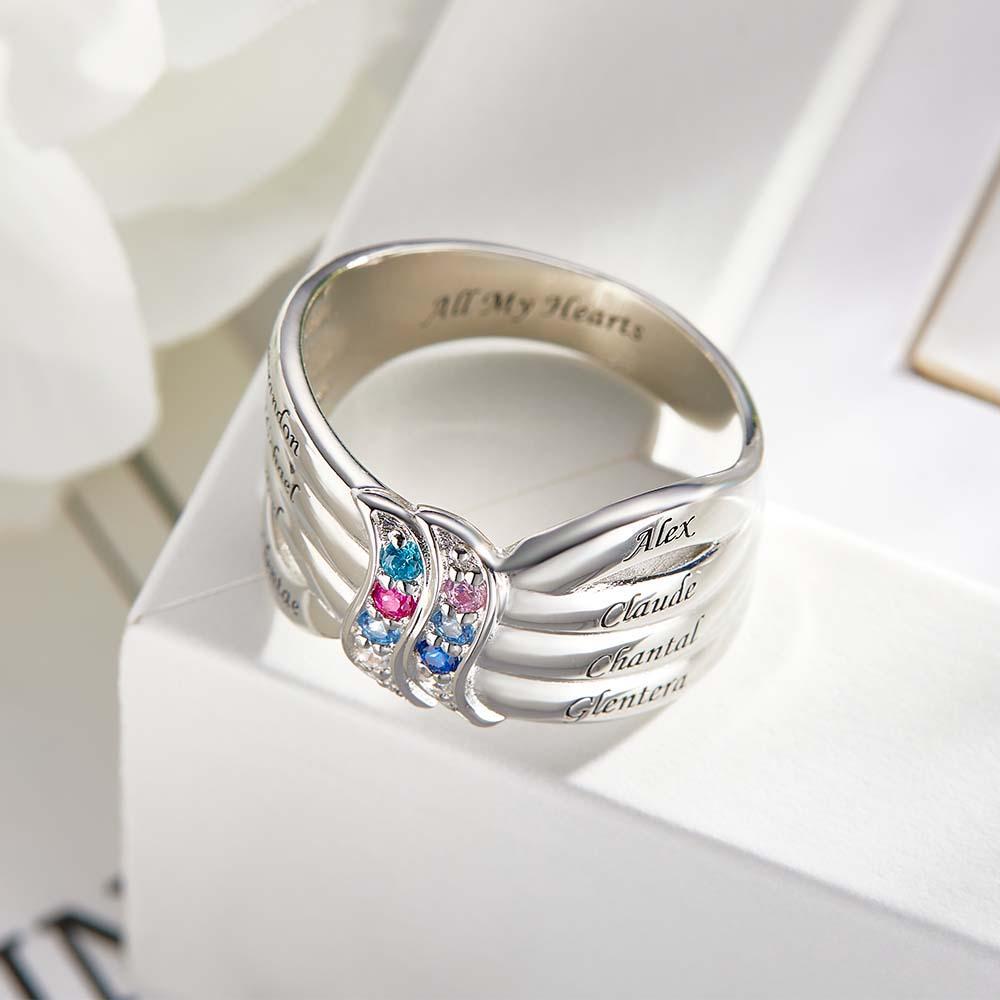 Nom Personnalisé Et Texte Bague De Naissance Bague De Famille Personnalisée Cadeau Pour Elle - votrecollierprenomfr