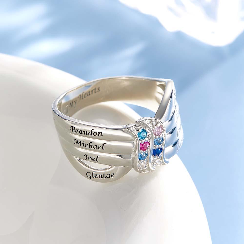 Nom Personnalisé Et Texte Bague De Naissance Bague De Famille Personnalisée Cadeau Pour Elle - votrecollierprenomfr