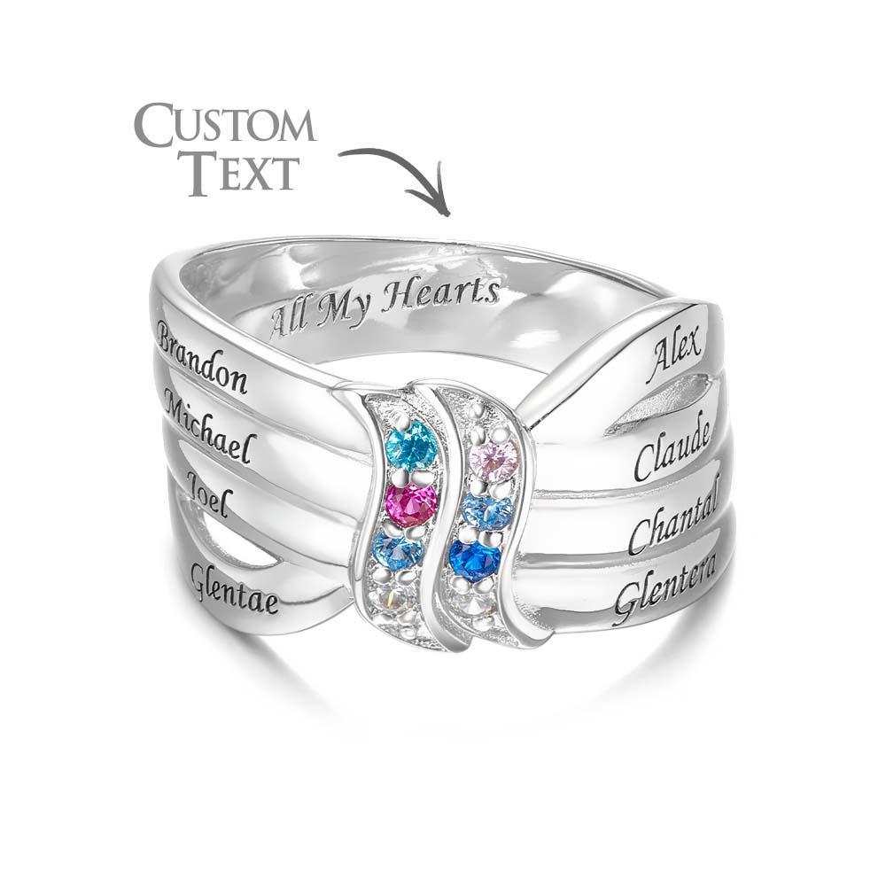 Nom Personnalisé Et Texte Bague De Naissance Bague De Famille Personnalisée Cadeau Pour Elle - votrecollierprenomfr