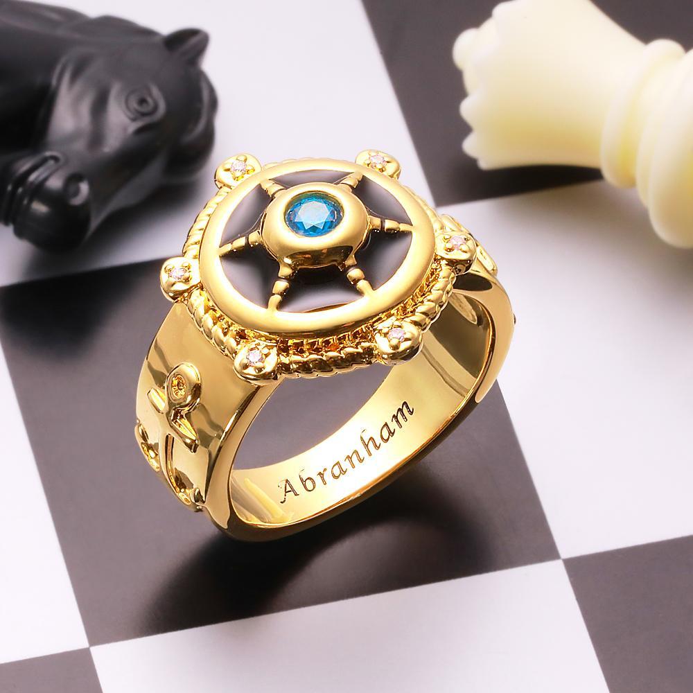 Bague De Gouvernail De Bateau Gravable Avec Diamant, Bague Rétro Unique, Cadeau Pour Lui - votrecollierprenomfr