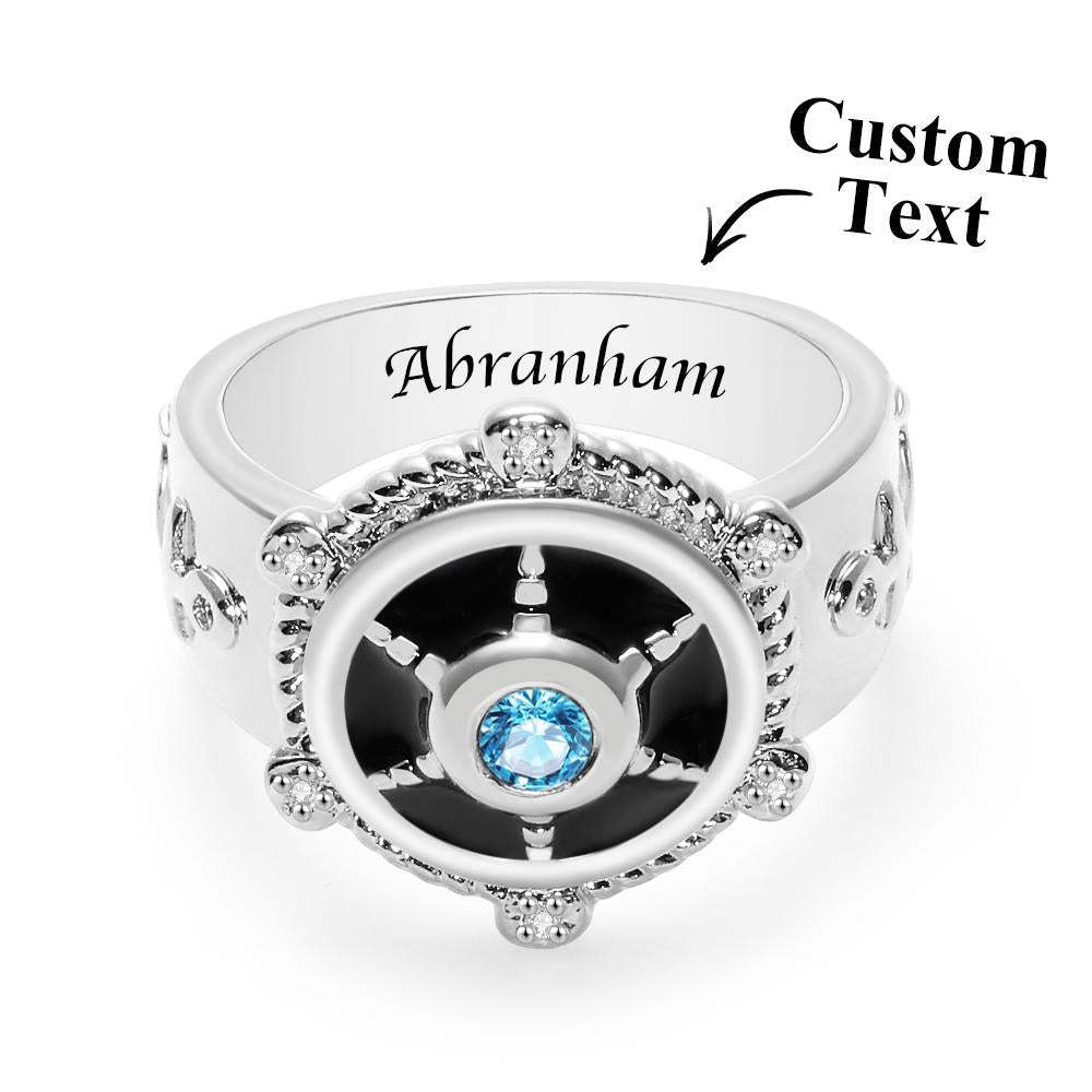Bague De Gouvernail De Bateau Gravable Avec Diamant, Bague Rétro Unique, Cadeau Pour Lui - votrecollierprenomfr