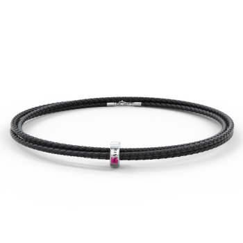 Bracelet En Cuir Avec Nom Gravé Personnalisé Avec Perles De Pierre De Naissance Pour Lui - votrecollierprenomfr