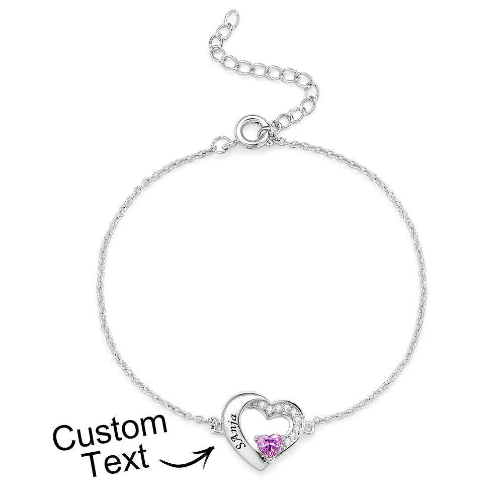Bracelet Gravé De Pierre De Naissance De Mode, Bracelet Réglable De Fleur Personnalisé Pour Elle - votrecollierprenomfr