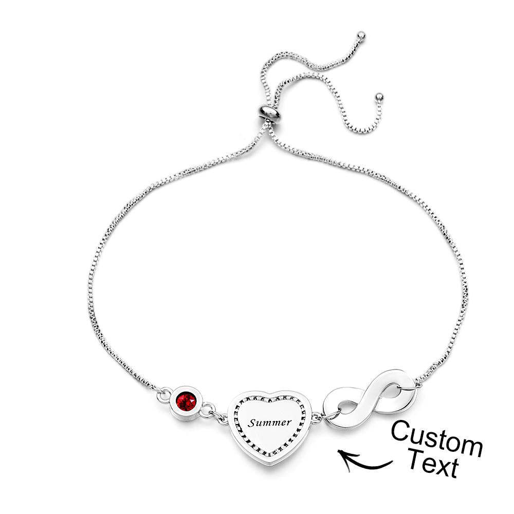 Bracelet Avec Pierre De Naissance Avec Photo Personnalisée, Avec Texte Réglable, Cadeaux Pour Femmes - votrecollierprenomfr
