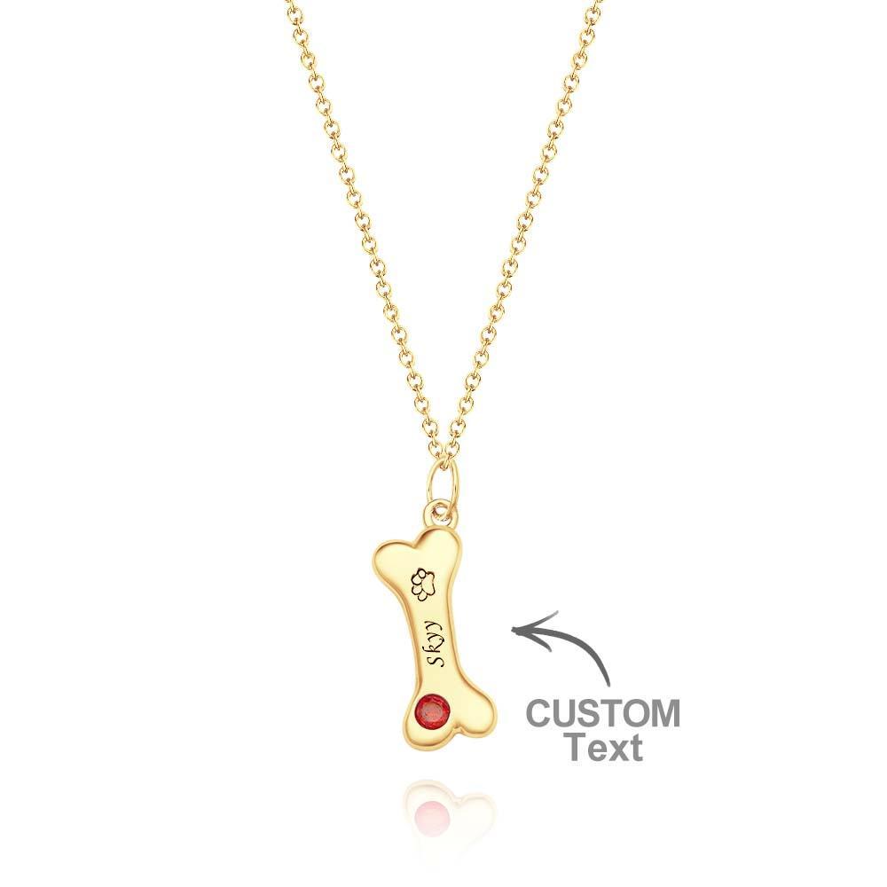 Collier En Os Gravable Avec Pierre De Naissance, Pendentif Patte D'animal Personnalisé, Cadeau Pour Les Amoureux Des Animaux De Compagnie - votrecollierprenomfr