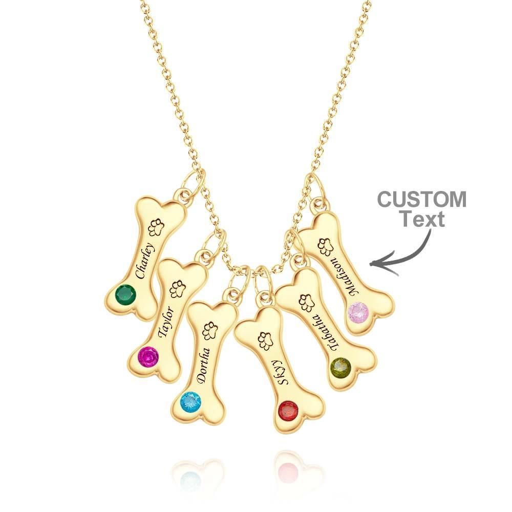 Collier En Os Gravable Avec Pierre De Naissance, Pendentif Patte D'animal Personnalisé, Cadeau Pour Les Amoureux Des Animaux De Compagnie - votrecollierprenomfr