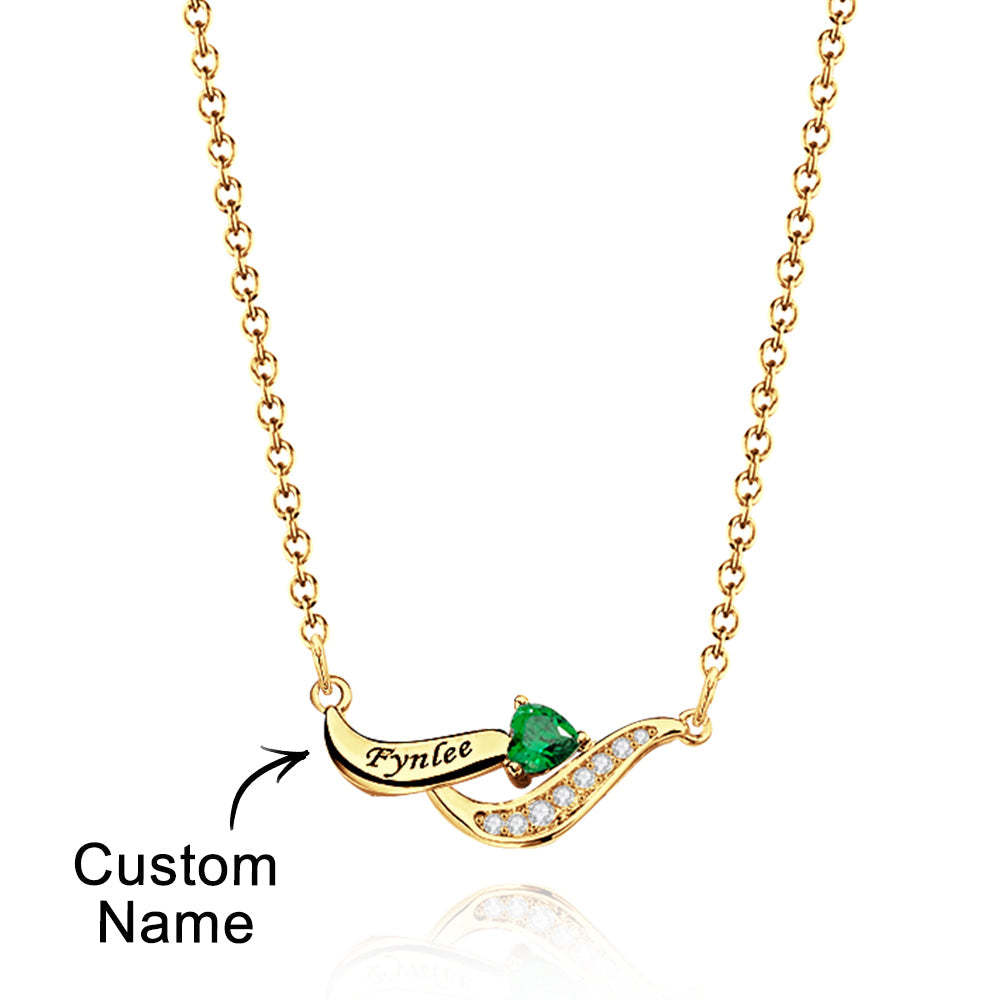 Collier Charmant À Graver Avec Des Cadeaux De Pierre De Naissance En Forme De Cœur Pour Elle - votrecollierprenomfr