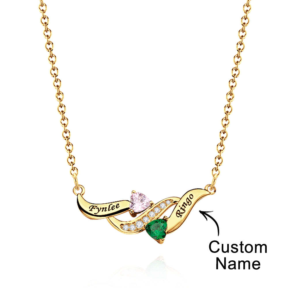 Collier Charmant À Graver Avec Des Cadeaux De Pierre De Naissance En Forme De Cœur Pour Elle - votrecollierprenomfr