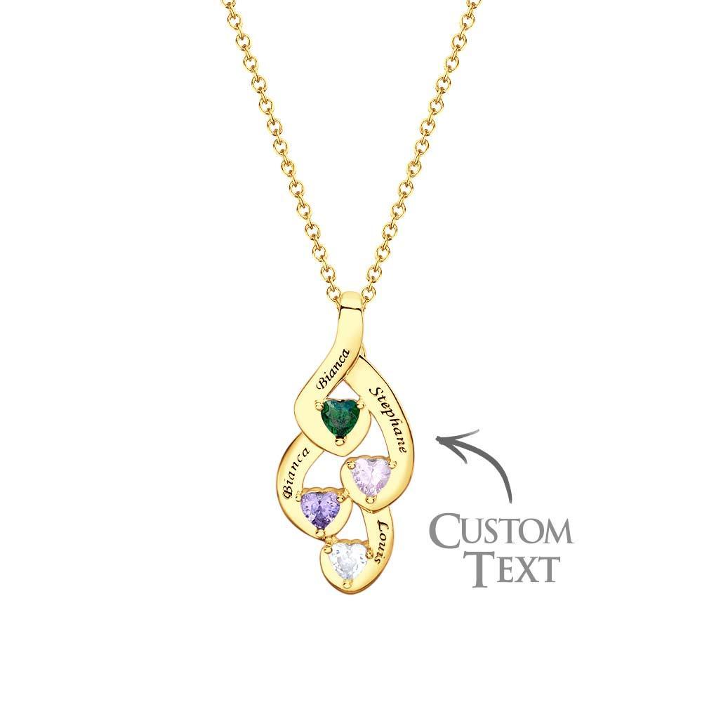 Collier De Pierre De Naissance En Forme De Cœur À Ficelle Gravable, Bijoux Colorés Pour Femmes - votrecollierprenomfr