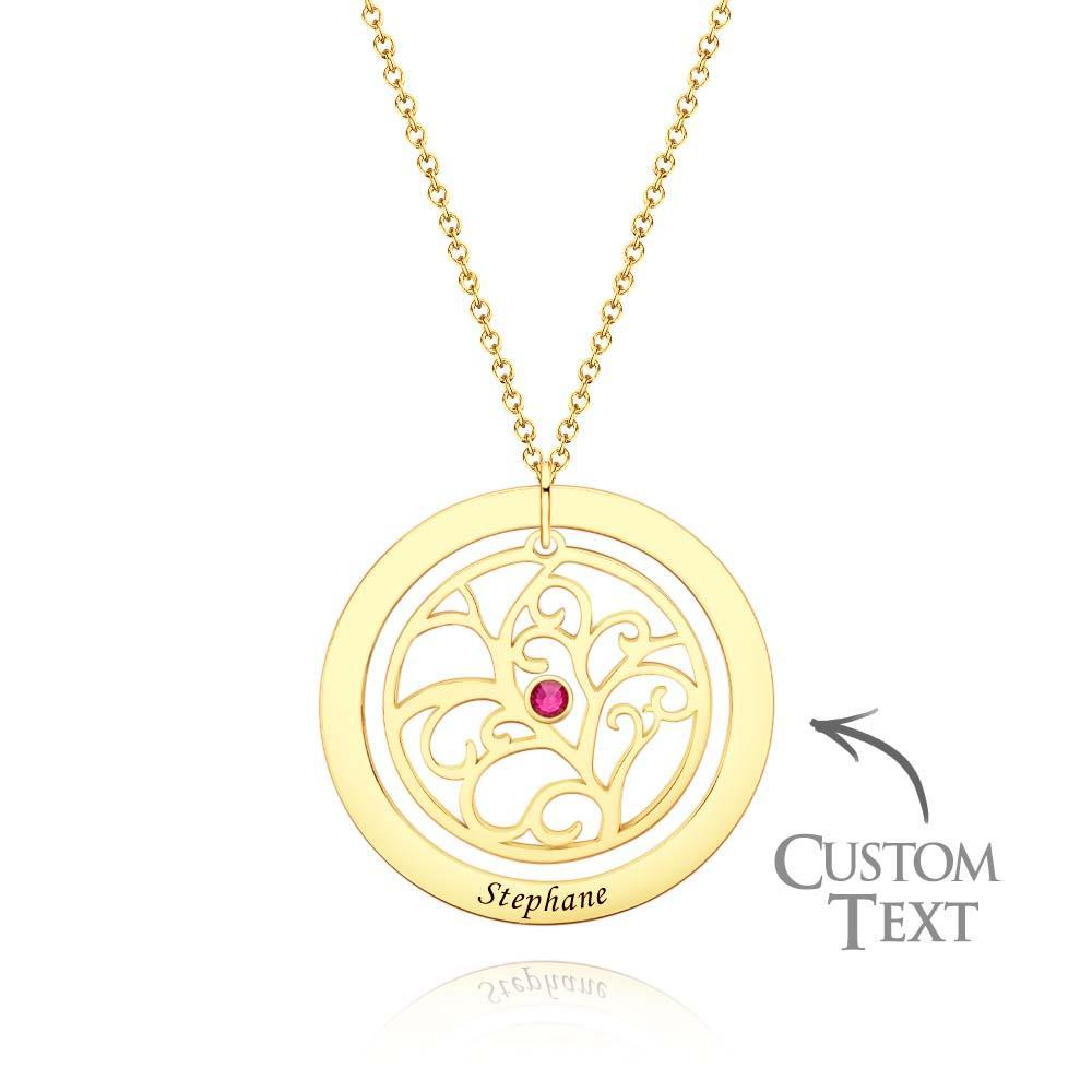 Collier D'arbre Généalogique Gravé Avec Pierre De Naissance, Cadeaux Chaleureux Personnalisés Pour Maman - votrecollierprenomfr