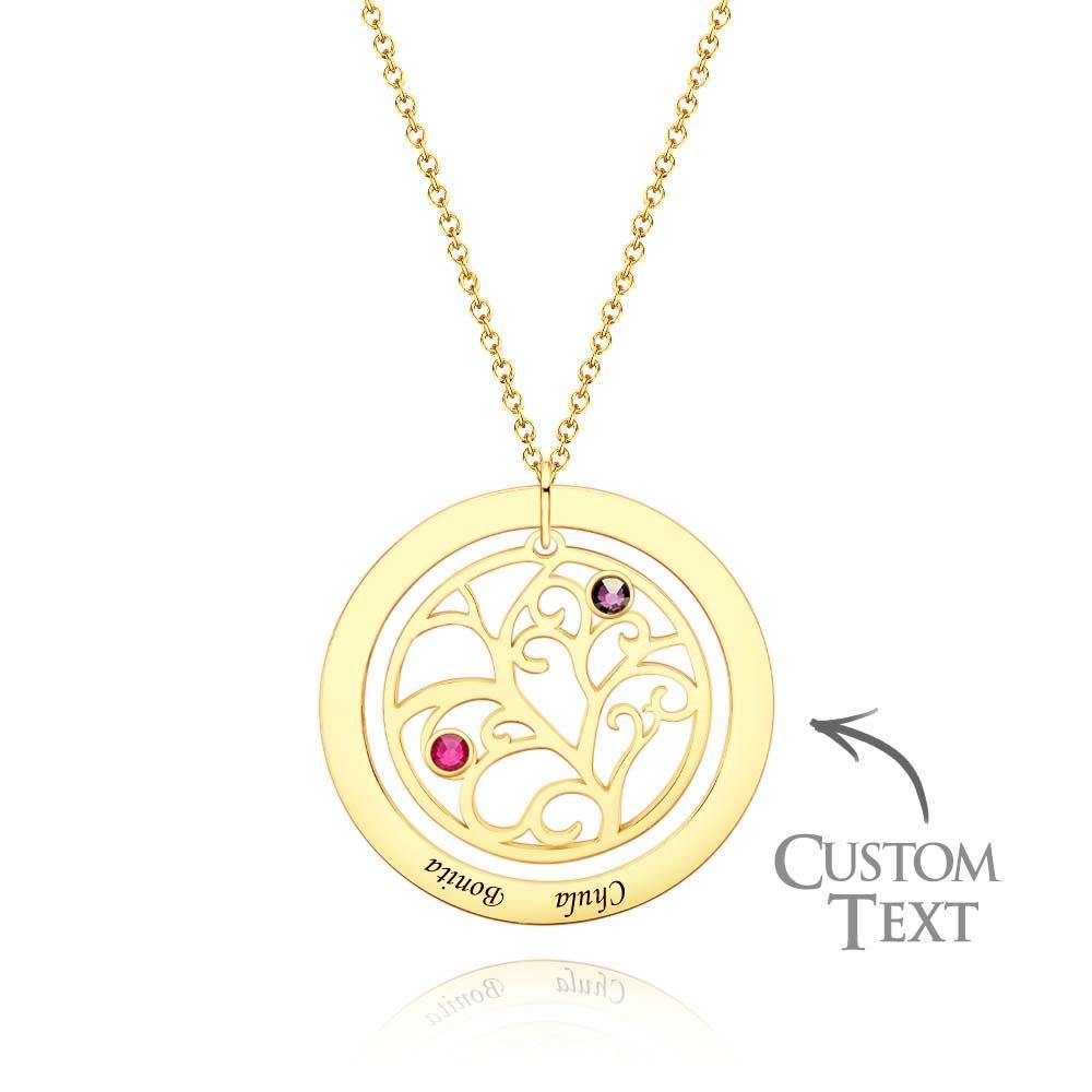 Collier D'arbre Généalogique Gravé Avec Pierre De Naissance, Cadeaux Chaleureux Personnalisés Pour Maman - votrecollierprenomfr