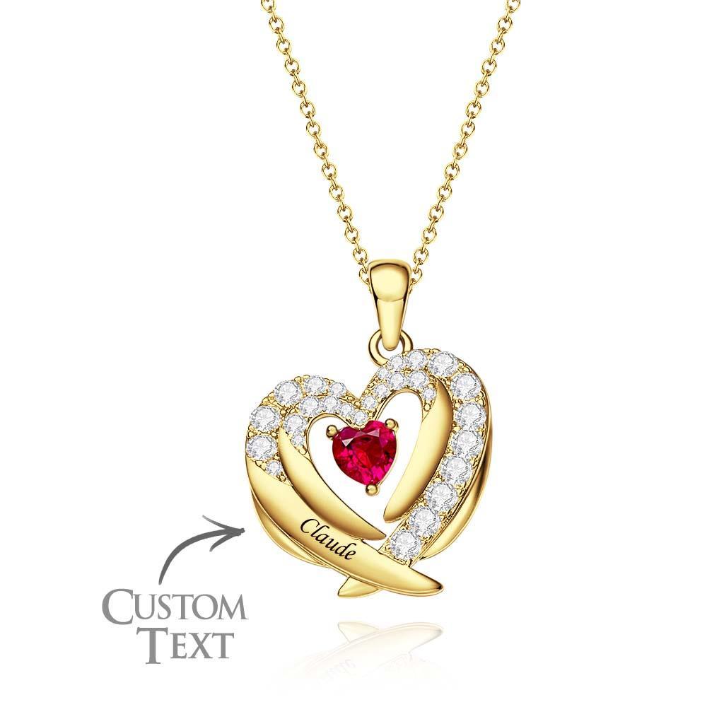 Collier Avec Pierre De Naissance À Graver, Magnifiques Ailes, Cadeaux Pour Femmes - votrecollierprenomfr